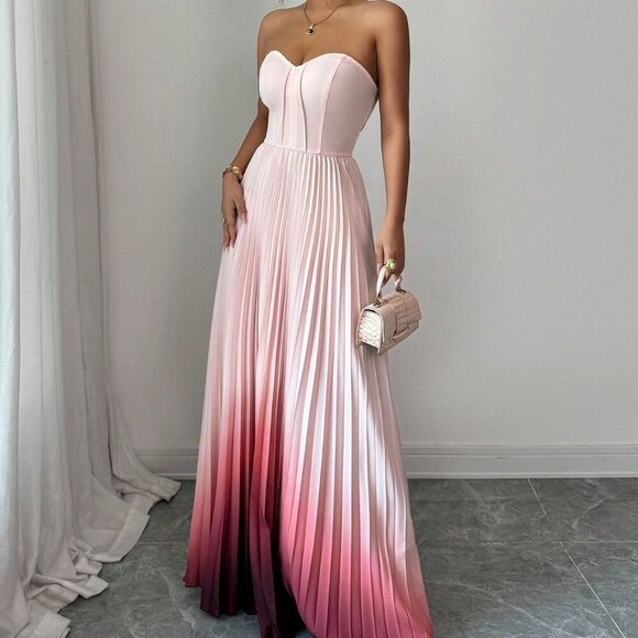 Multicolor Women's Elegant Romantic Ruched Waist A-Line maxi dress - Picture 6 of 6